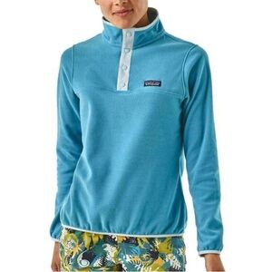 Patagonia Womens Aqua Blue Micro D Snap-T Pullover Fleece Outdoor Gorpcore Large